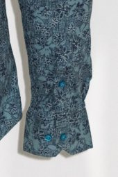 Çiçek Desenli Yeşil Slim Fit Gömlek - 2
