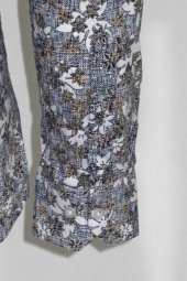 Çiçek Desenli Gri Slim Fit Gömlek - 3
