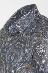 Damask Desenli Mavi Slim Fit Gömlek - 1