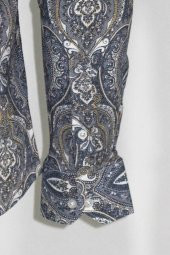 Damask Desenli Mavi Slim Fit Gömlek - 3