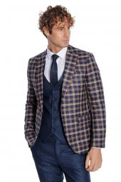 Ekose Ceketli Slim Fit Lacivert Erkek Takım Elbise - 4