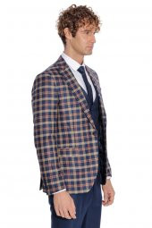 Ekose Ceketli Slim Fit Lacivert Erkek Takım Elbise - 9