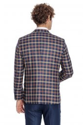 Ekose Ceketli Slim Fit Lacivert Erkek Takım Elbise - 10