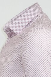 Açık Bordo Mini Kare Desenli Slim Fit Gömlek - 2