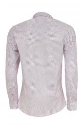 Açık Bordo Mini Kare Desenli Slim Fit Gömlek - 4