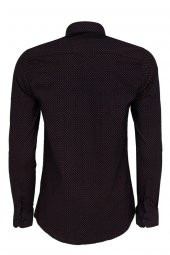 Kahverengi Mini Kare Desenli Slim Fit Gömlek - 5