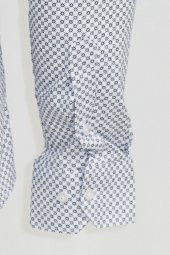 Beyaz Mini Kare Desenli Slim Fit Gömlek - 4