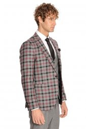 Ekose Ceketli Slim Fit Gri Erkek Takım Elbise - 10