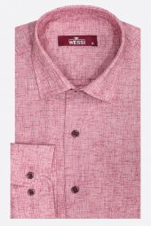 Slim Fit Bordo Desenli Gömlek - 1