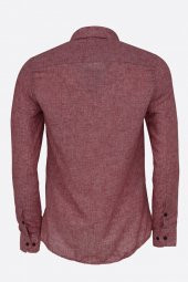 Slim Fit Bordo Desenli Gömlek - 4