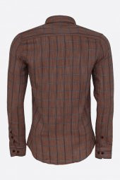 Kahverengi Kareli Slim-Fit Gömlek - 2