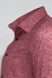 Slim Fit Bordo Desenli Gömlek - 5