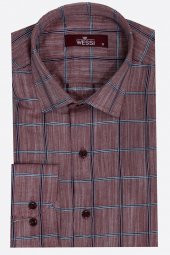 Bordo Kareli Slim-Fit Gömlek - 3