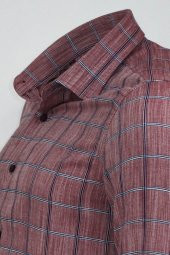 Bordo Kareli Slim-Fit Gömlek - 4