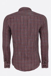 Bordo Kareli Slim-Fit Gömlek - 6