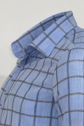 Mavi Kareli Slim-Fit Gömlek - 6