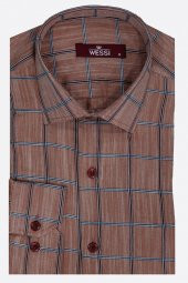 Kahverengi Kareli Slim-Fit Gömlek - 4