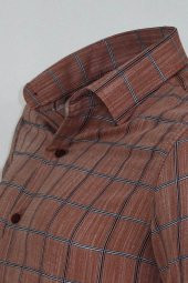 Kahverengi Kareli Slim-Fit Gömlek - 5