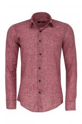 Slim Fit Bordo Desenli Gömlek - 6