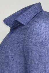 Slim Fit Lacivert Desenli Gömlek - 4