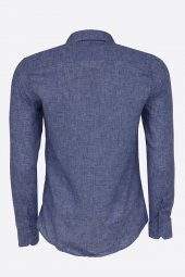 Slim Fit Lacivert Desenli Gömlek - 6