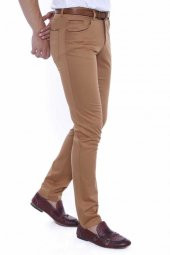 Slim Fit Pamuk Kahverengi Erkek Pantolon - 4