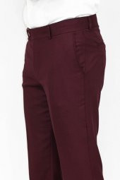 Slim Fit Desensiz Kumaş Bordo Erkek Pantolon - 3
