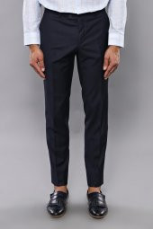 Slim Fit Düz Lacivert Erkek Kumaş Pantolon - 3