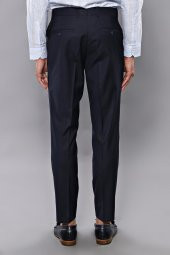 Slim Fit Düz Lacivert Erkek Kumaş Pantolon - 4