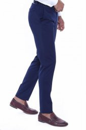 Düz Slim Fit Lacivert Erkek Kumaş Pantolon - 1