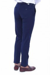 Düz Slim Fit Lacivert Erkek Kumaş Pantolon - 3