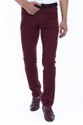 Kendinden Desenli Pamuk Bordo Erkek Pantolon - 2