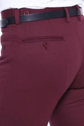 Kendinden Desenli Pamuk Bordo Erkek Pantolon - 3