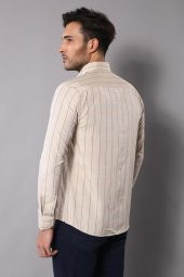 Bej Slim Fit Ekose Erkek Gömlek  Wessi - 3