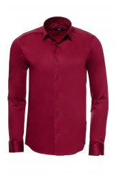 Slimfit Uzun Kollu Bordo Erkek Gömlek - 2
