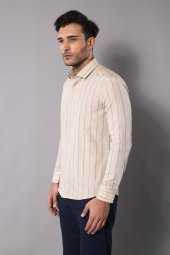 Bej Slim Fit Ekose Erkek Gömlek  Wessi - 4