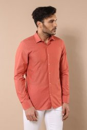 Desensiz Slim Fit Uzun Kollu Somon Rengi Erkek Gömlek - 2