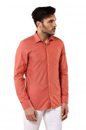 Desensiz Slim Fit Uzun Kollu Somon Rengi Erkek Gömlek - 1