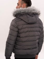 Kürklü Gri Erkek Şişme Mont  Wessi - 4