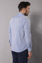Armürlü Slimfit Mavi Gömlek - 6