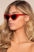 Cat Eye  Kadın Kırmızı Güneş Gözlüğü  Kedi Gözü  Kırmızı Tek Ebat thumbnail 7