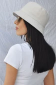 Düz Kova Şapka Yazlık İnce Balıkçı Şapka Bucket Hat  Bej Standart thumbnail 2