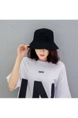 Düz Kova Şapka Yazlık İnce Balıkçı Şapka Bucket Hat  Siyah Standart thumbnail 1