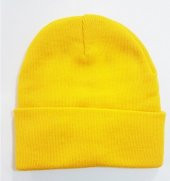 Katlamalı Renkli Bere Basic Düzrenk Bere  SARI Battal Standart - 1