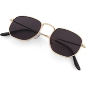 Güneş Gözlüğü Beşgen Sarı Çerçeve Kahverengi Cam Unisex  Siyah1 Tek Ebat thumbnail 5