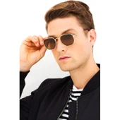 Güneş Gözlüğü Beşgen Sarı Çerçeve Kahverengi Cam Unisex  Gümüş Tek Ebat thumbnail 4