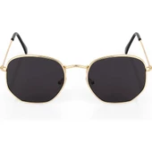 Güneş Gözlüğü Beşgen Sarı Çerçeve Kahverengi Cam Unisex  Siyah1 Tek Ebat thumbnail 4