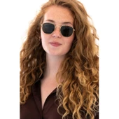 Güneş Gözlüğü Beşgen Sarı Çerçeve Kahverengi Cam Unisex  Siyah1 Tek Ebat thumbnail 2