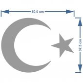 Türk Bayrağı, Ay Yıldız Araba Oto Sticker Gri 50x37,5 cm - 3