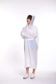 Unisex Mor Yağmurluk  Beyaz Tek Ebat - 1